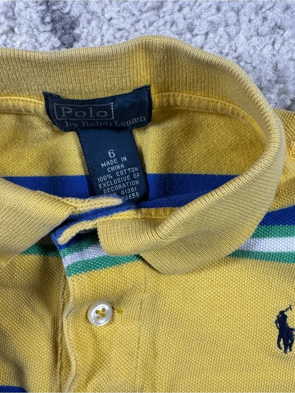 Ralph Lauren Yellow Polo with Blue and Green Stripes